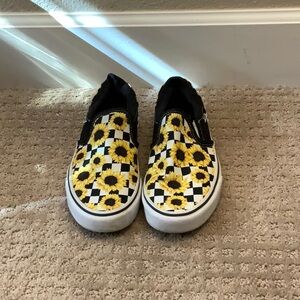 Sunflower Checkered Vans Slip-On Shoes